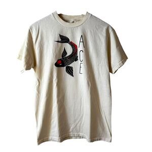 Timeless Clothing Club Men’s Ace Koi Fish Graphic T Shirt Cream Size Medium